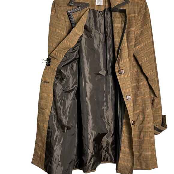 Versailles Brown Plaid Trenchcoat Long Blazer Classic Corporate ‎ 6 (2994) - Picture 6 of 7